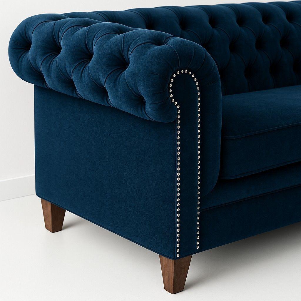 SOFA FELPA 3 CUERPOS CHESTERFIELD CAPITONE BRABANTE AZUL LARGE-5