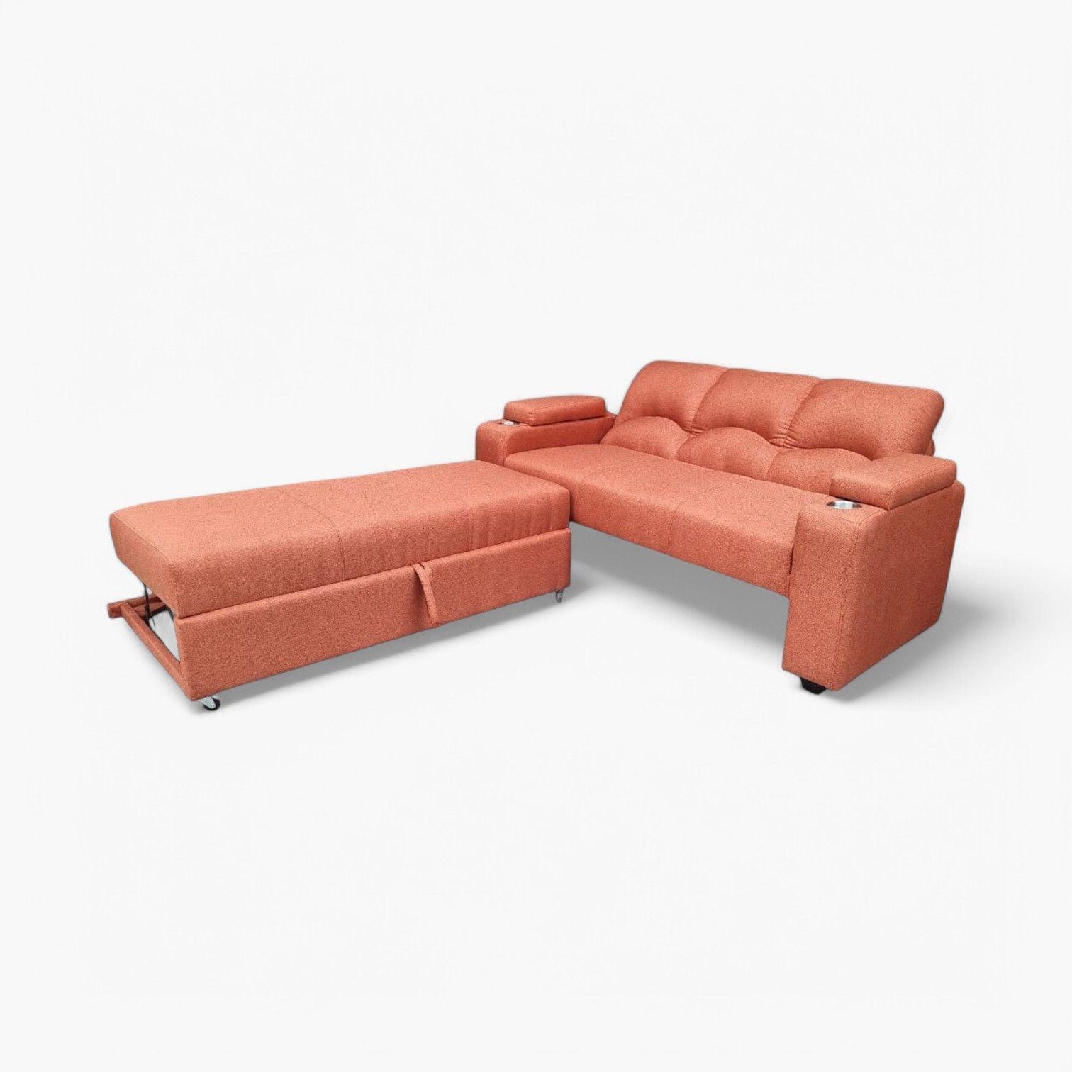 SOFA CAMA FUNCIONAL 2 PZ DECO LINO CON POSAVASO-2