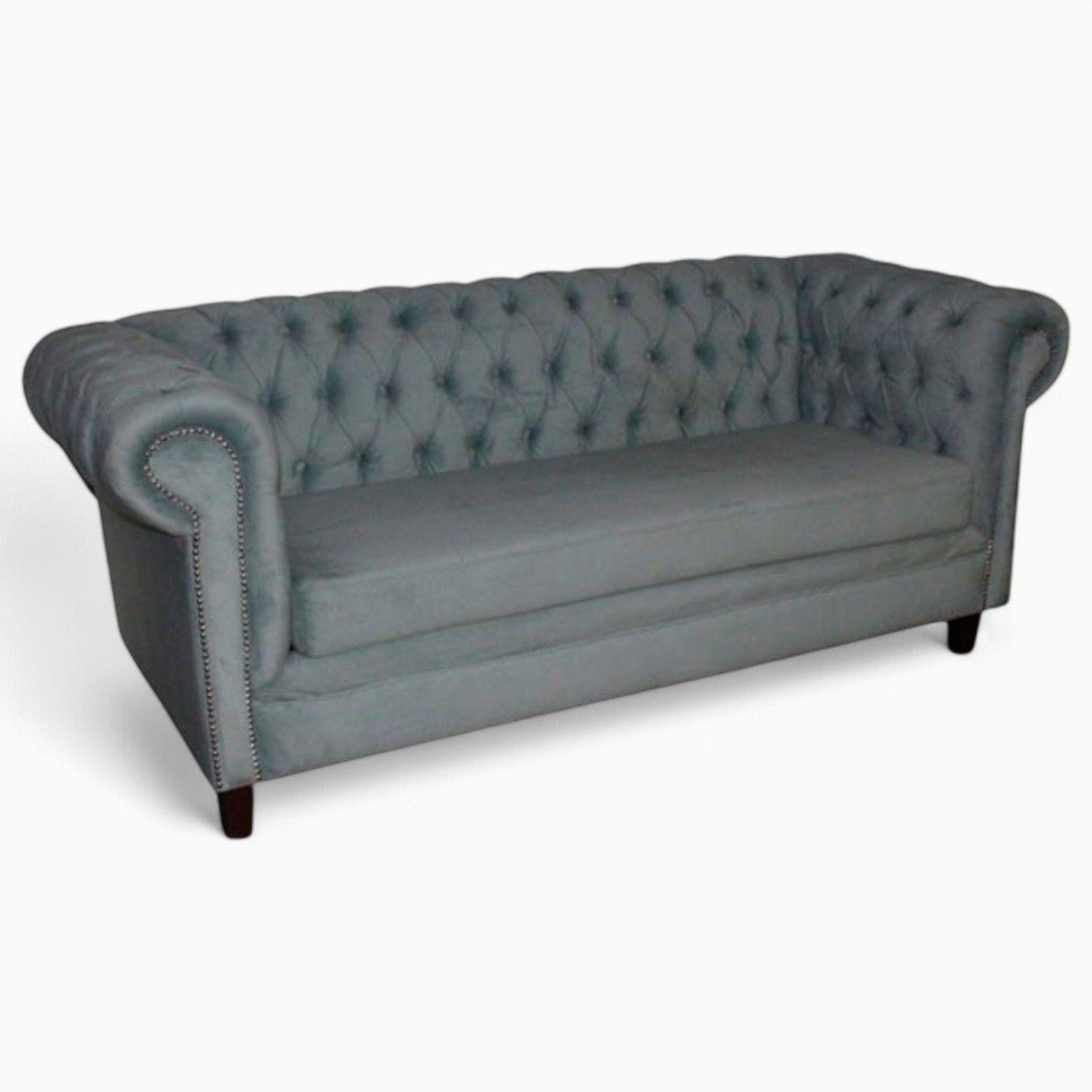 SOFA FELPA 3 CUERPOS CHESTERFIELD CAPITONE BRABANTE VERDE AGUA LARGE-2