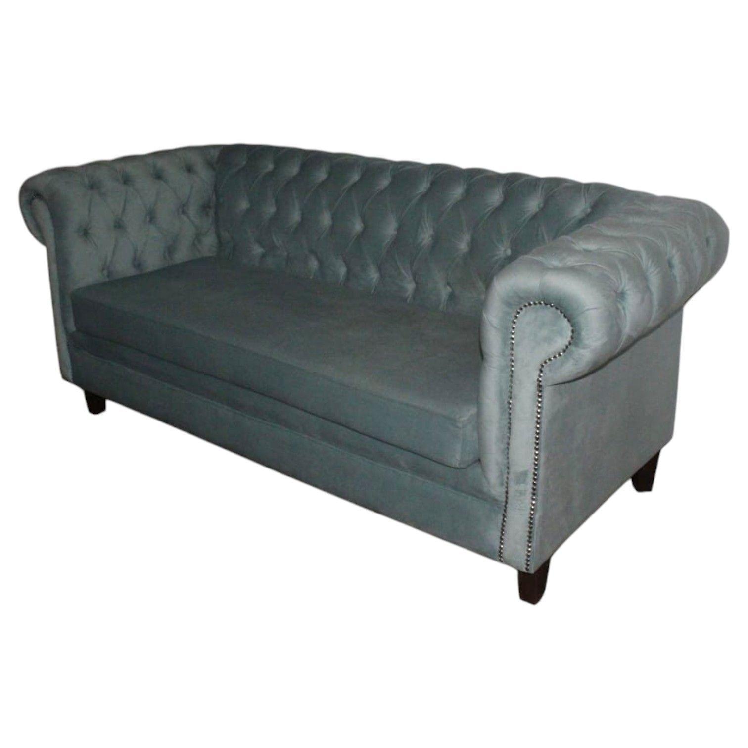 SOFA FELPA 3 CUERPOS CHESTERFIELD CAPITONE BRABANTE VERDE AGUA LARGE-4