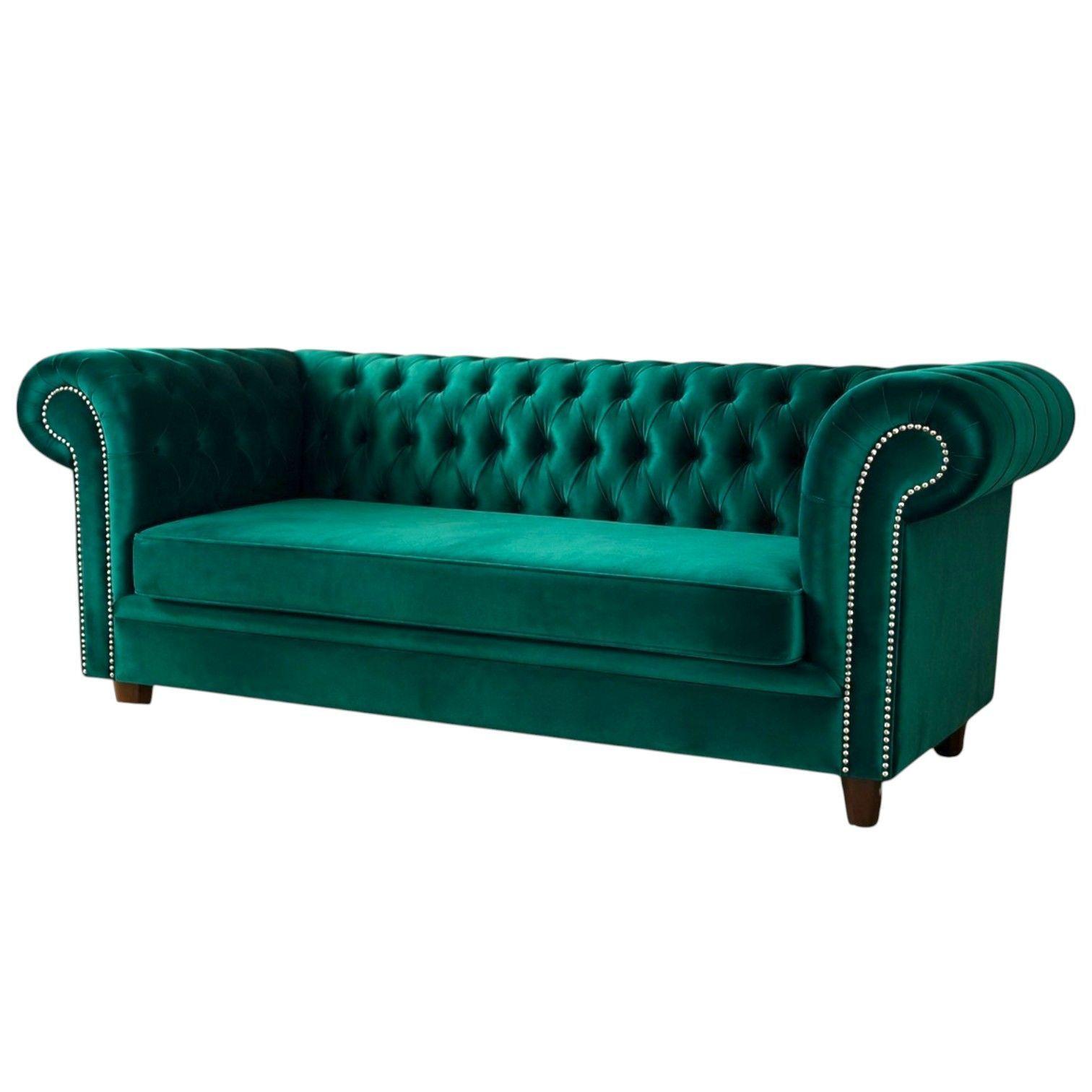 SOFA FELPA 3 CUERPOS CHESTERFIELD CAPITONE BRABANTE VERDE LARGE-2