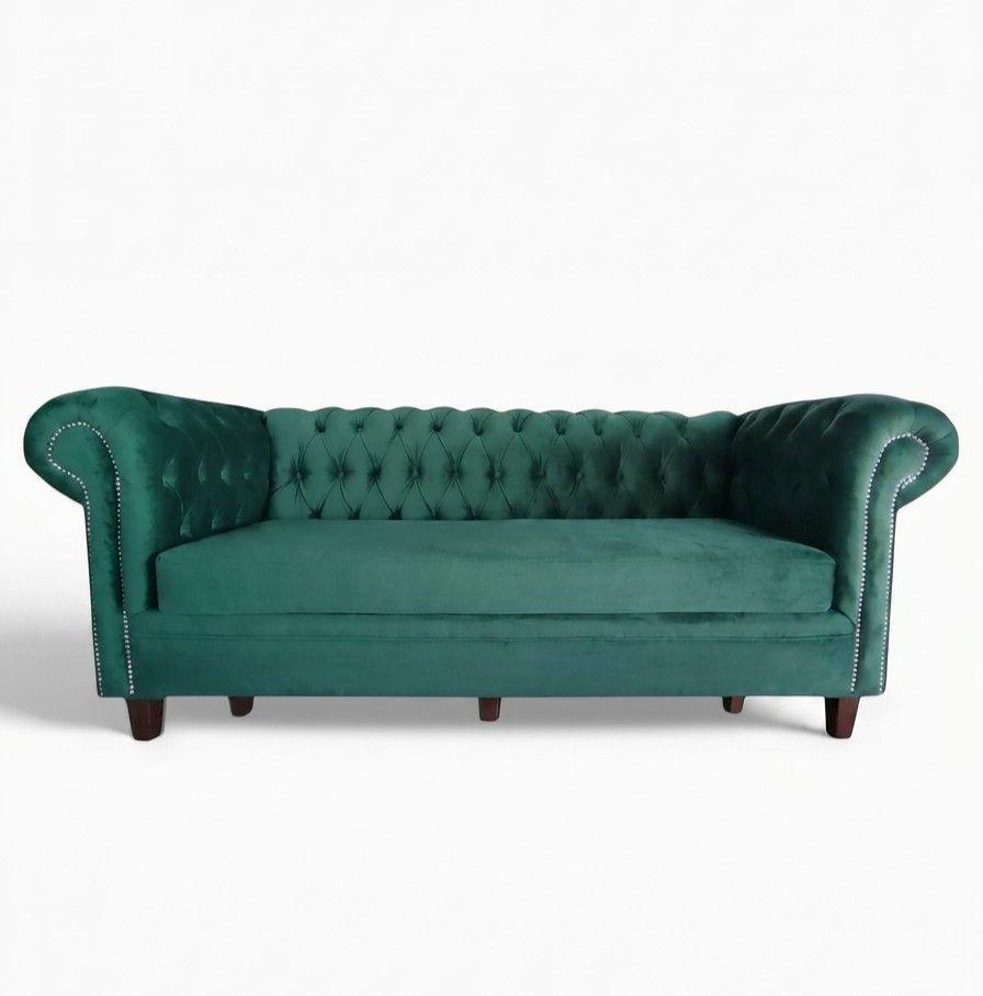 SOFA FELPA 3 CUERPOS CHESTERFIELD CAPITONE BRABANTE VERDE LARGE-3