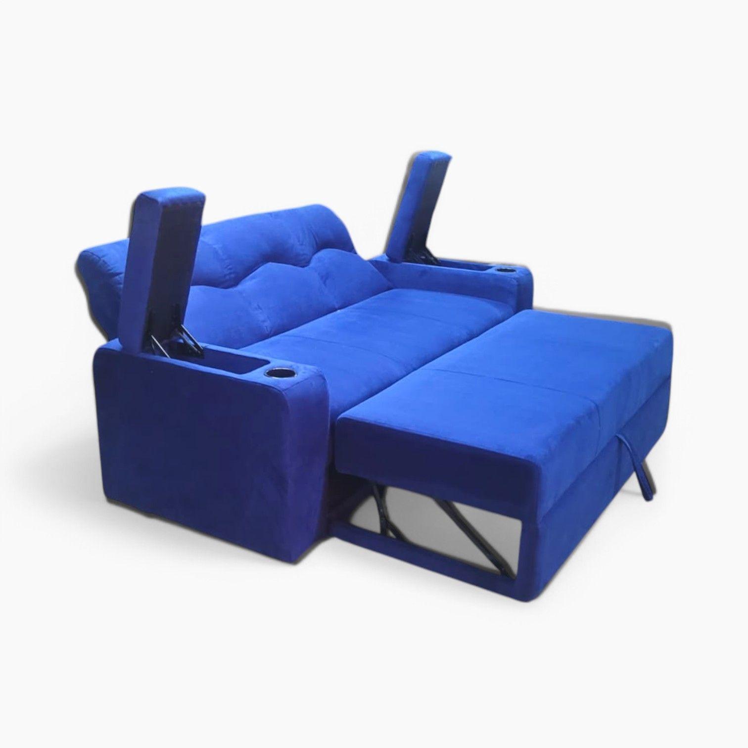 Sofa Cama Funcional 2 PZ Deco Felpa CON POSAVASO -3