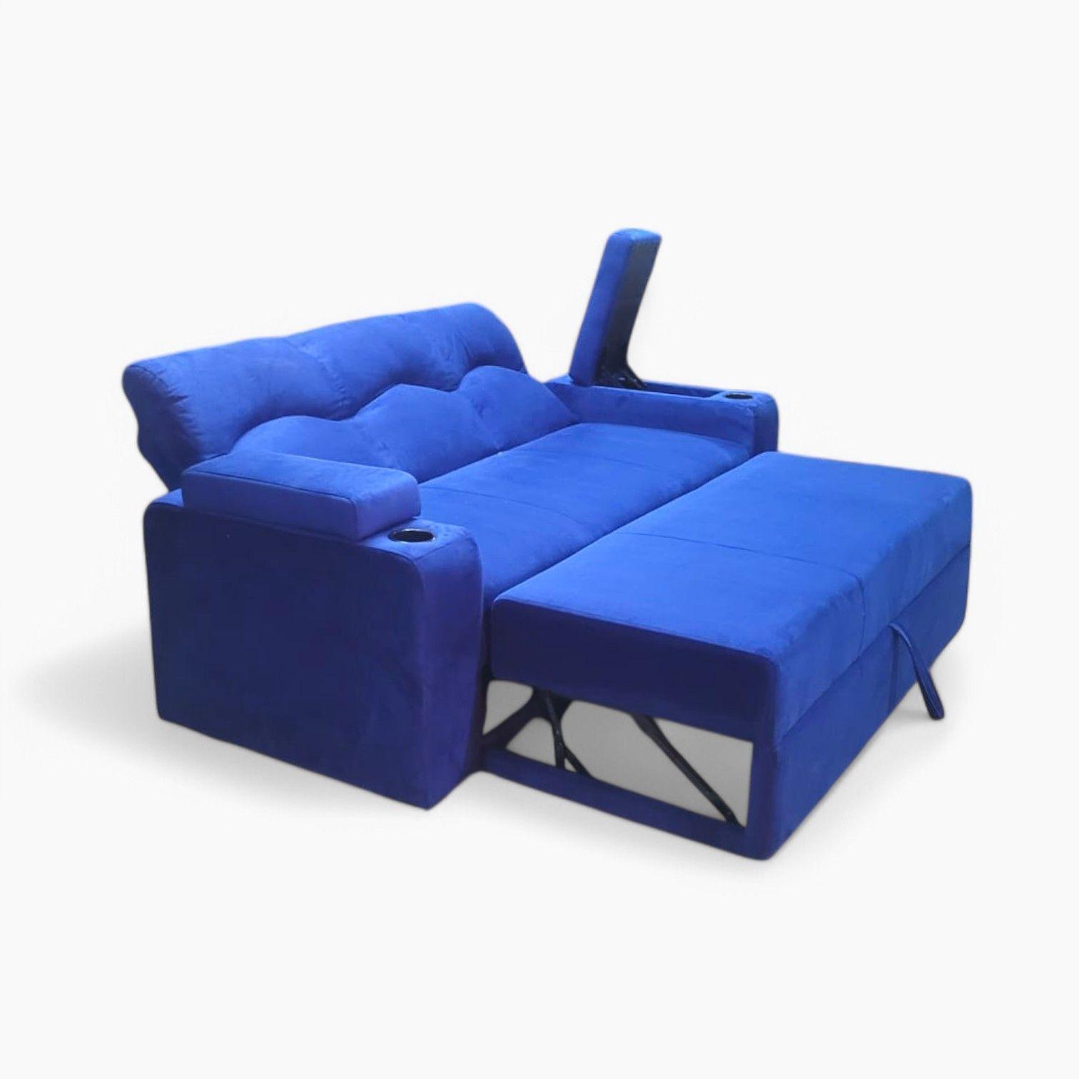 Sofa Cama Funcional 2 PZ Deco Felpa CON POSAVASO -4