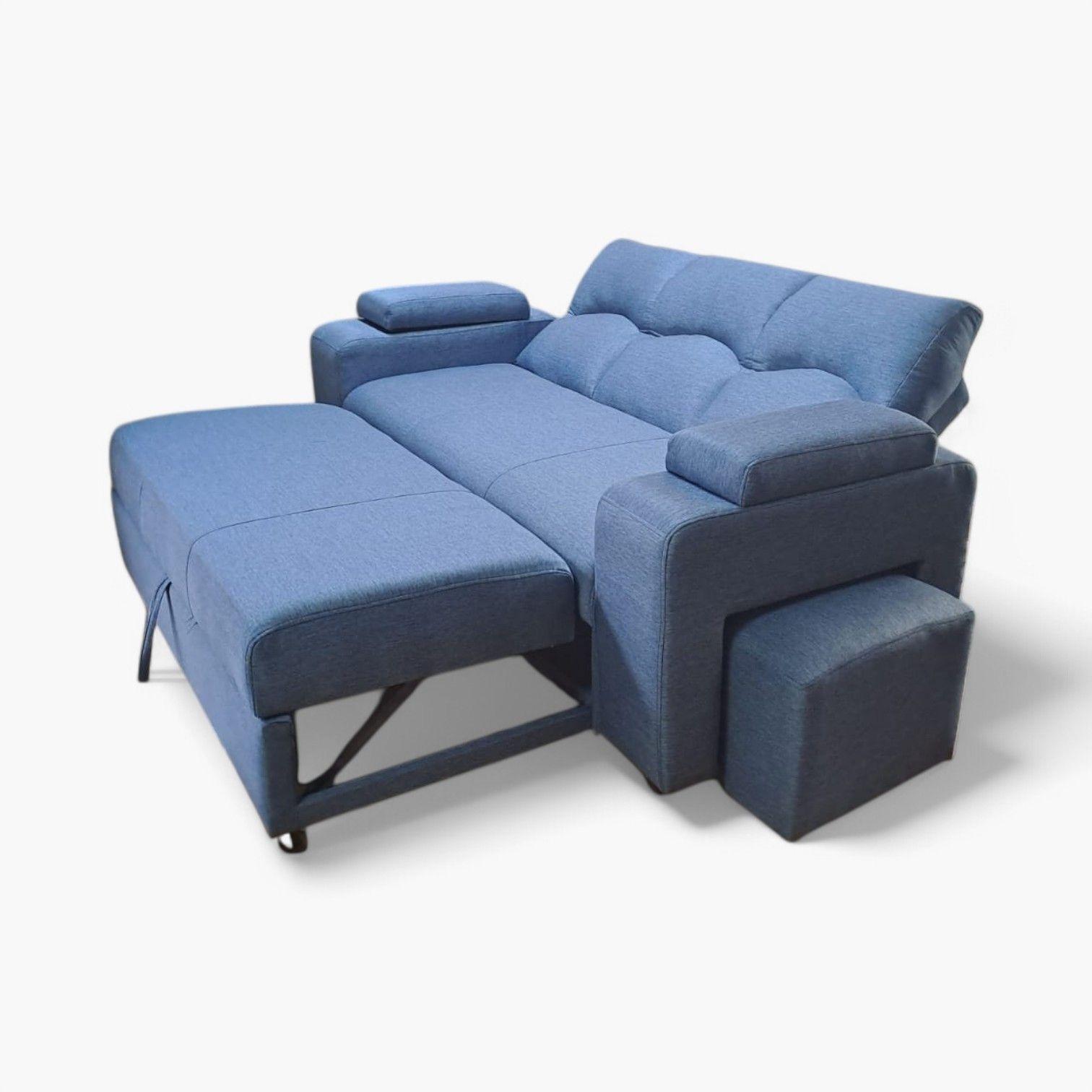 Sofa Cama funcional 2 PZ Lino IMPERMEABLE +2 POUF-2