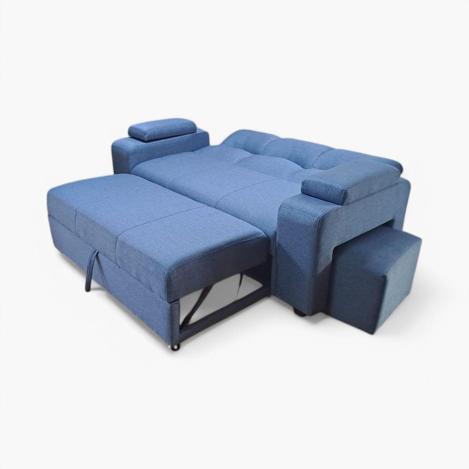 Sofa Cama funcional 2 PZ Lino IMPERMEABLE +2 POUF-3