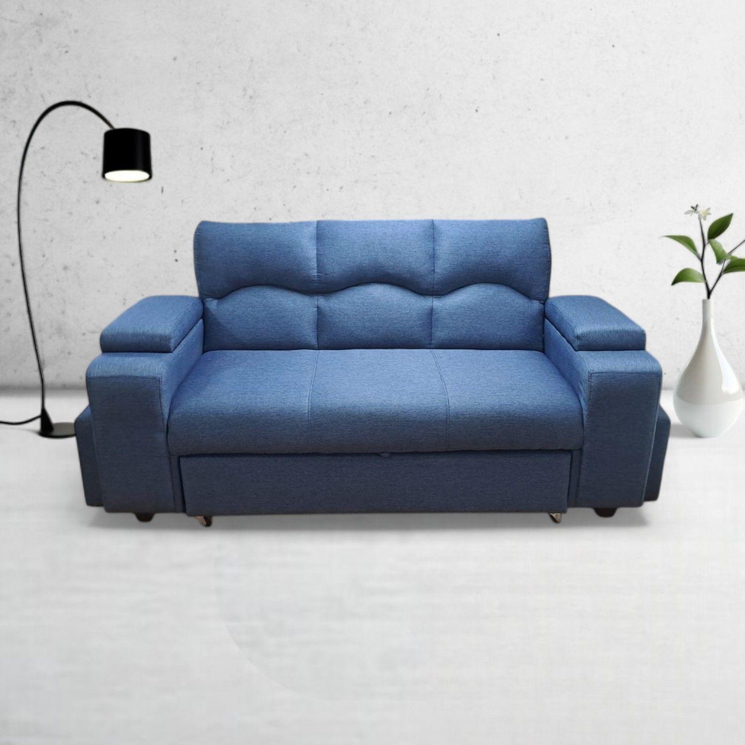Sofa Cama funcional 2 PZ Lino IMPERMEABLE +2 POUF-6