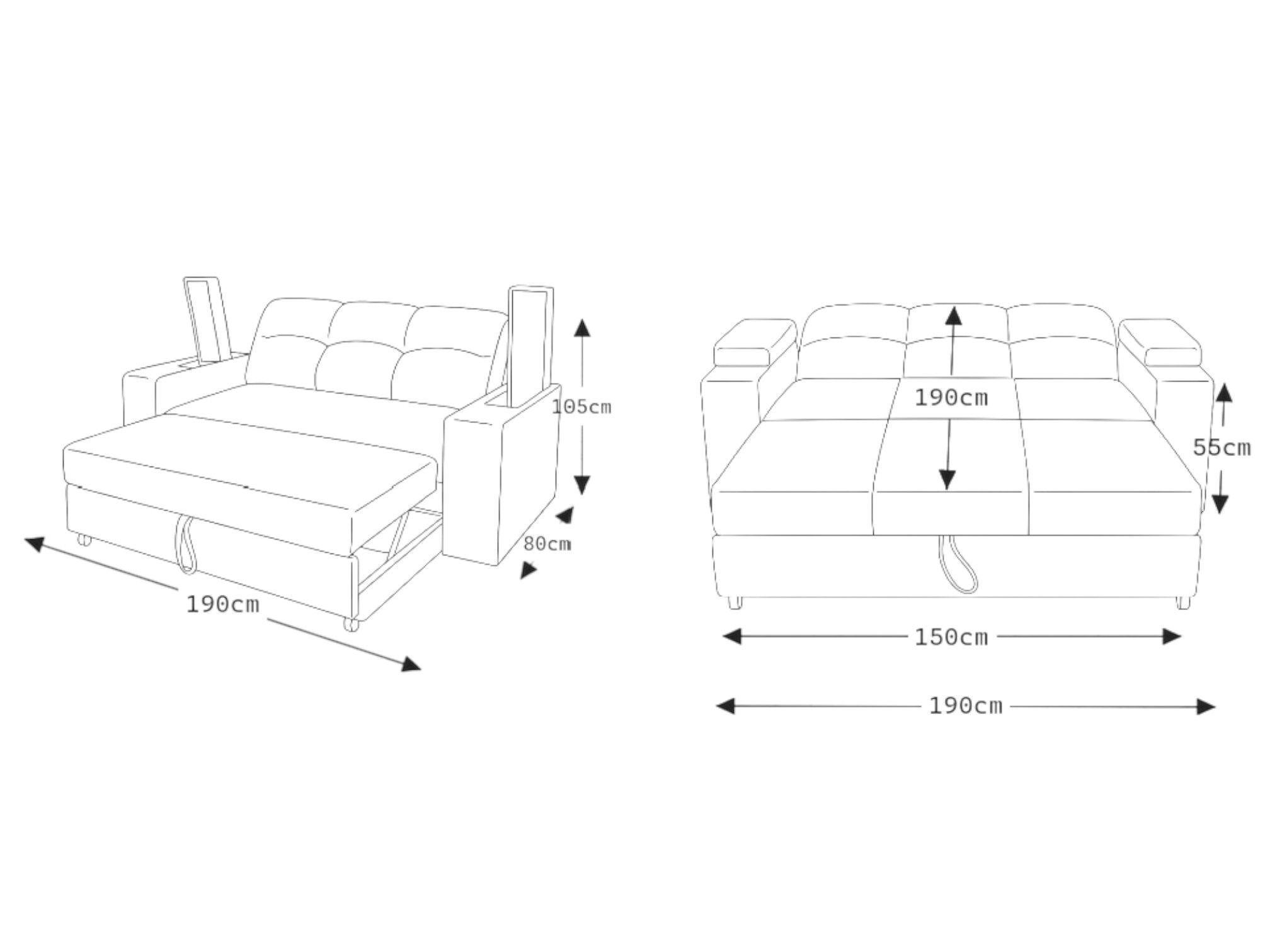 Sofa Cama funcional 2 PZ Lino IMPERMEABLE +2 POUF-7