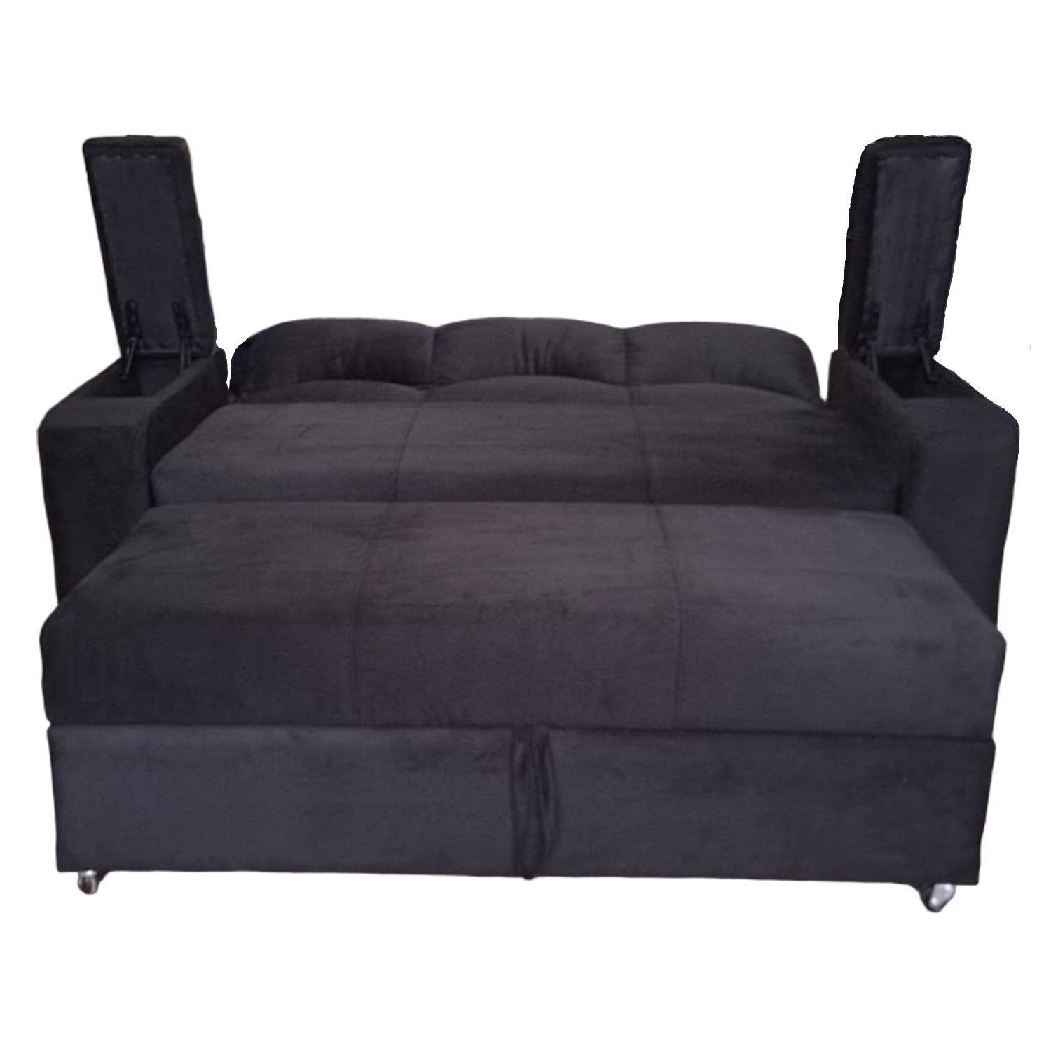 SOFA CAMA FUNCIONAL 2 PZ DECO FELPA NEGRO-2