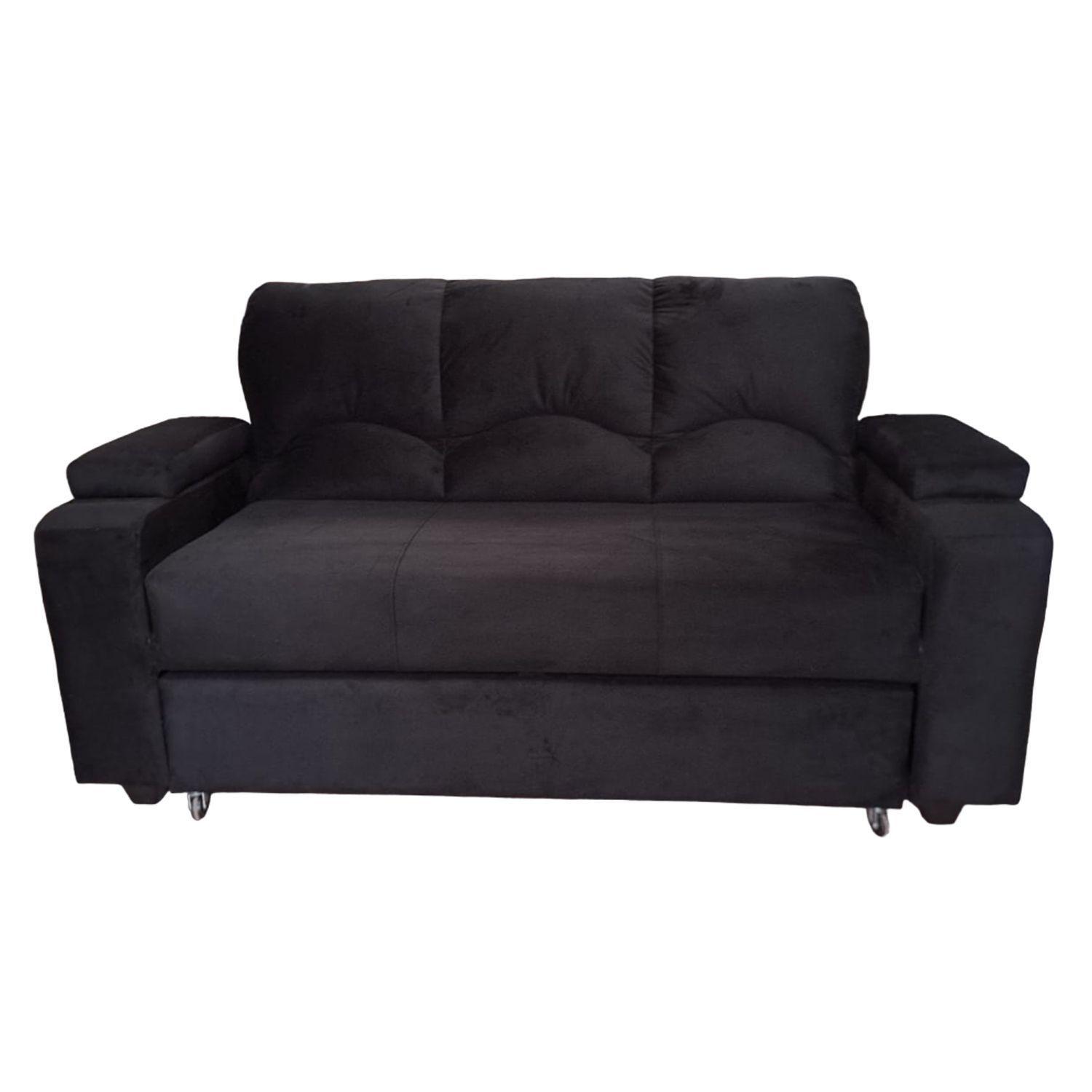 SOFA CAMA FUNCIONAL 2 PZ DECO FELPA NEGRO-3