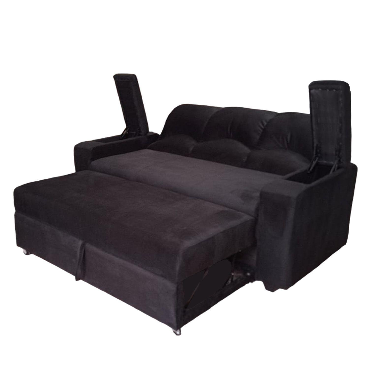 SOFA CAMA FUNCIONAL 2 PZ DECO FELPA NEGRO-4
