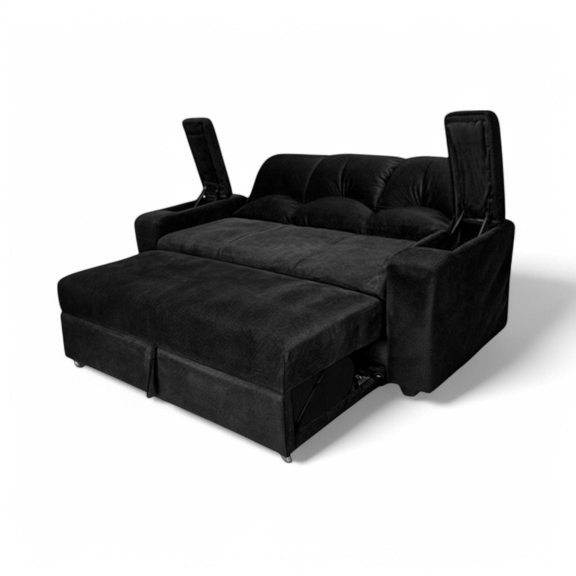 SOFA CAMA FUNCIONAL 2 PZ DECO FELPA NEGRO-2