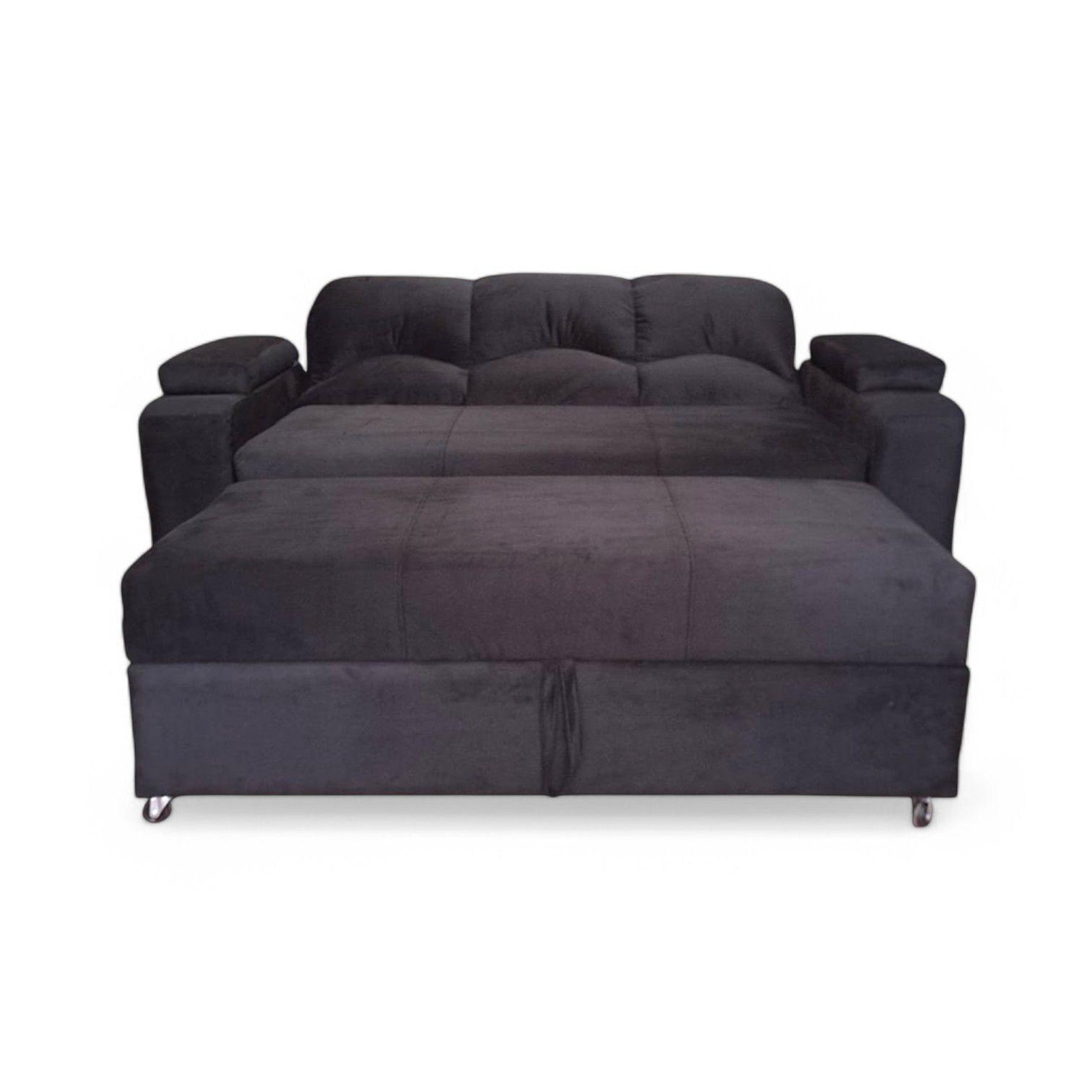 SOFA CAMA FUNCIONAL 2 PZ DECO FELPA NEGRO-3
