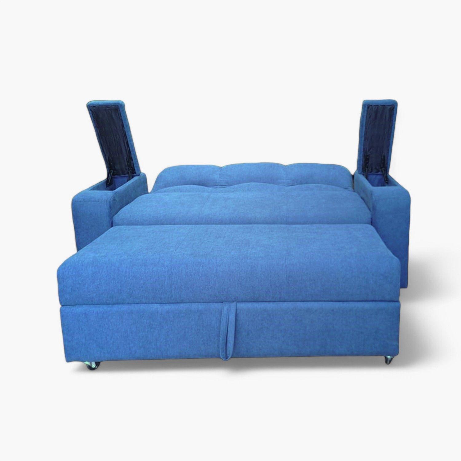 SOFA CAMA FUNCIONAL 2 PZ DECO LINO AZUL-2