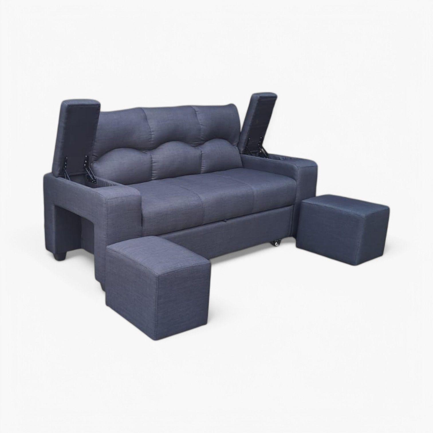 Sofa Cama funcional 2 PZ Lino +2 POUF-3