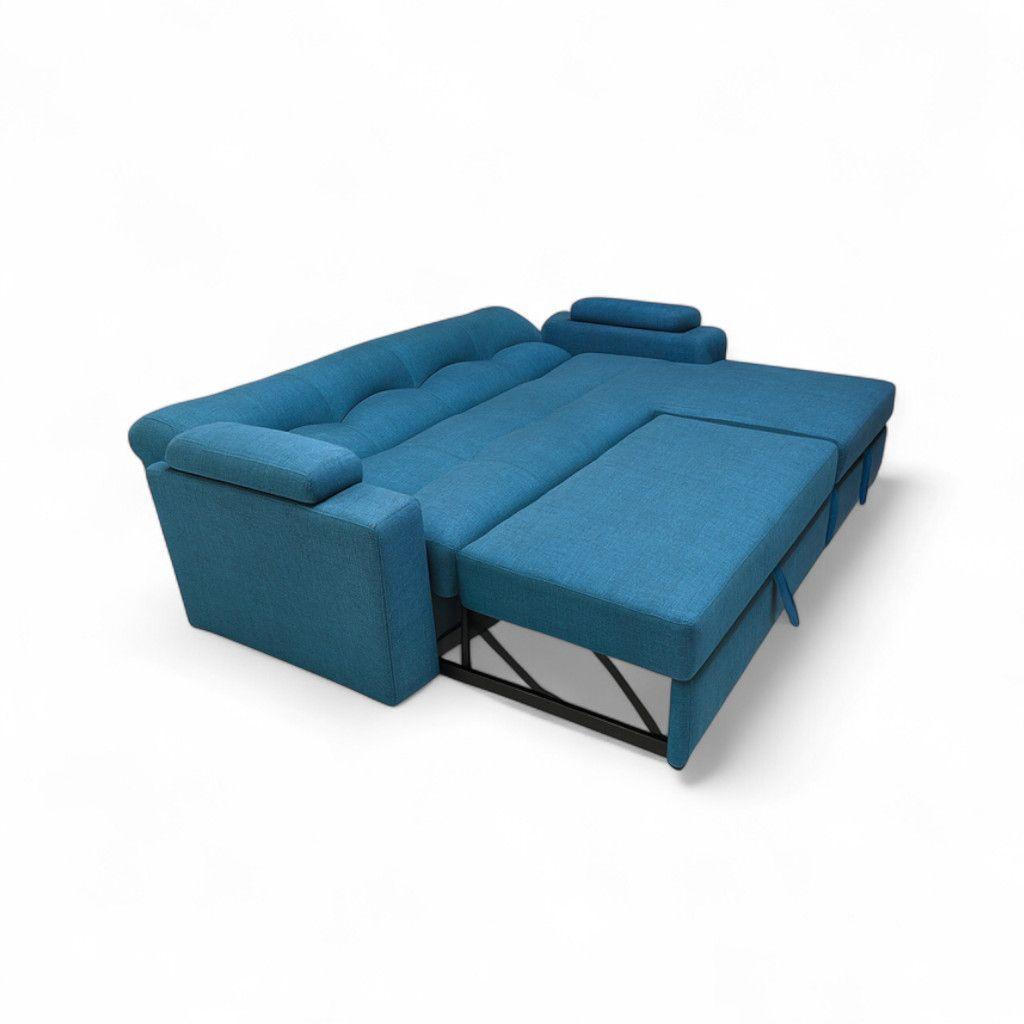 SECCIONAL CAMA BAUL FUNCIONAL 2 PZ DECO LINO AZUL DERECHO-2