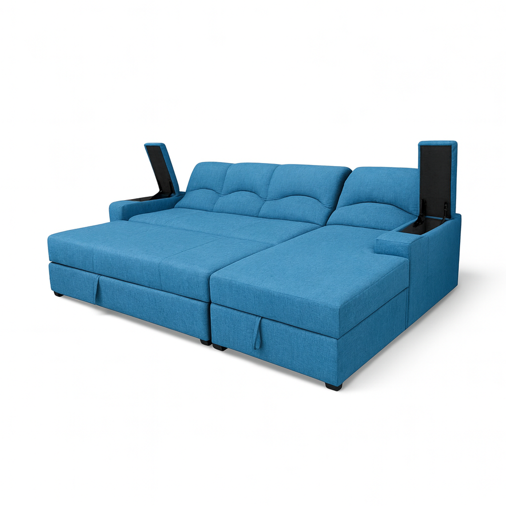 SECCIONAL CAMA BAUL FUNCIONAL 2 PZ DECO LINO AZUL DERECHO-3