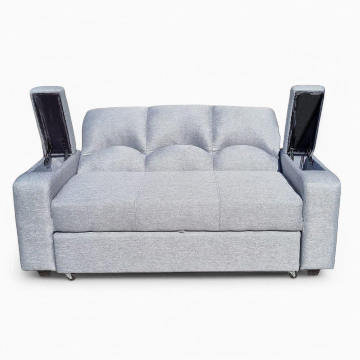 SOFA CAMA FUNCIONAL 2 PZ DECO LINO IMPERMEABLE GRIS CLARO -4
