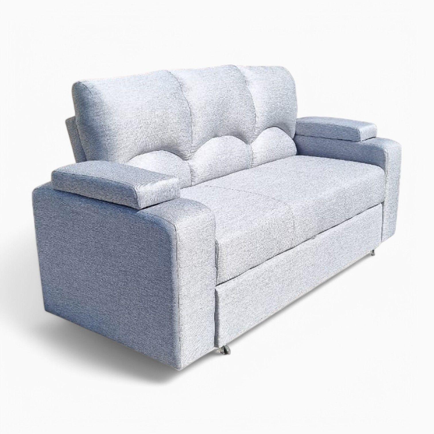 SOFA CAMA FUNCIONAL 2 PZ DECO LINO IMPERMEABLE GRIS CLARO -4