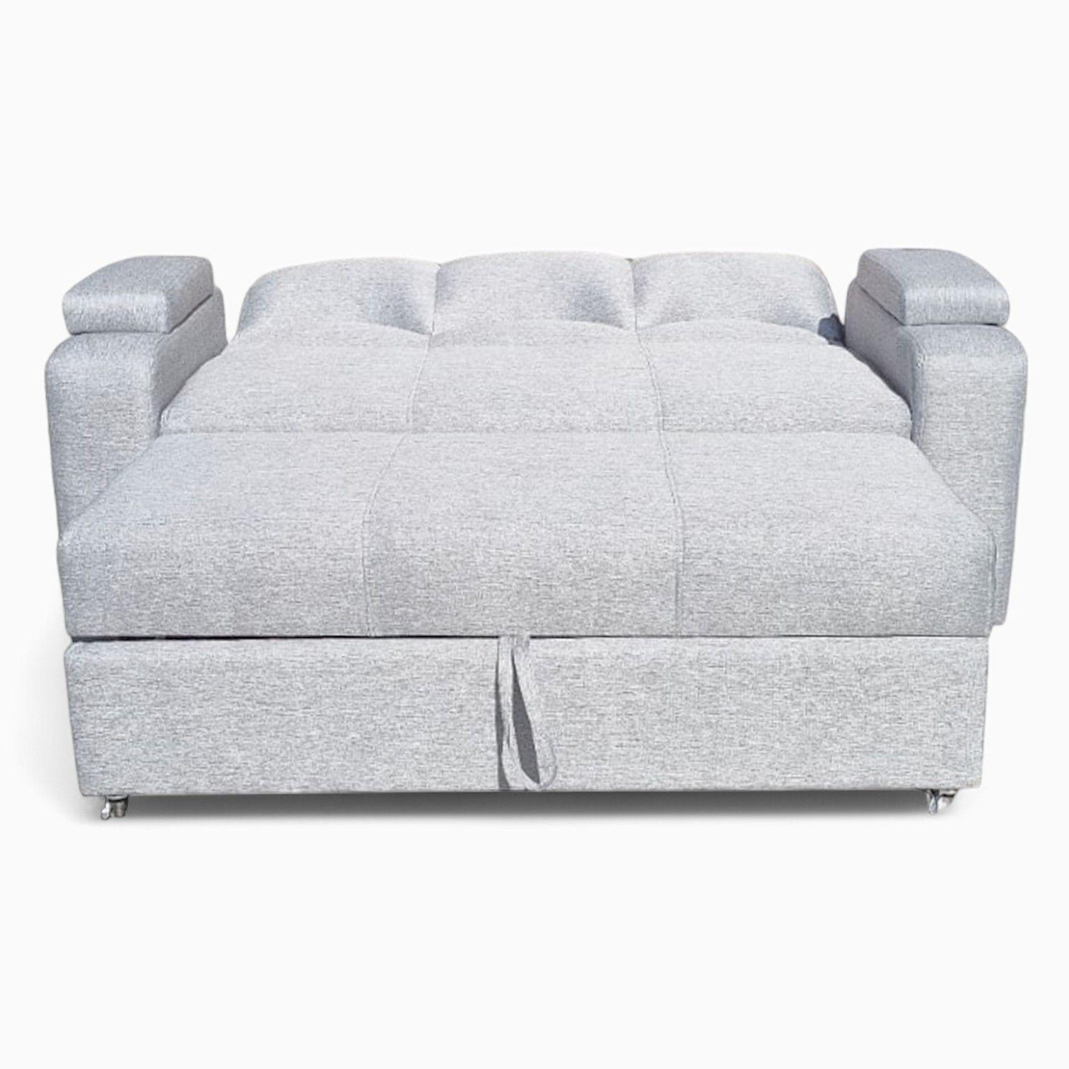 SOFA CAMA FUNCIONAL 2 PZ DECO LINO IMPERMEABLE GRIS CLARO -5