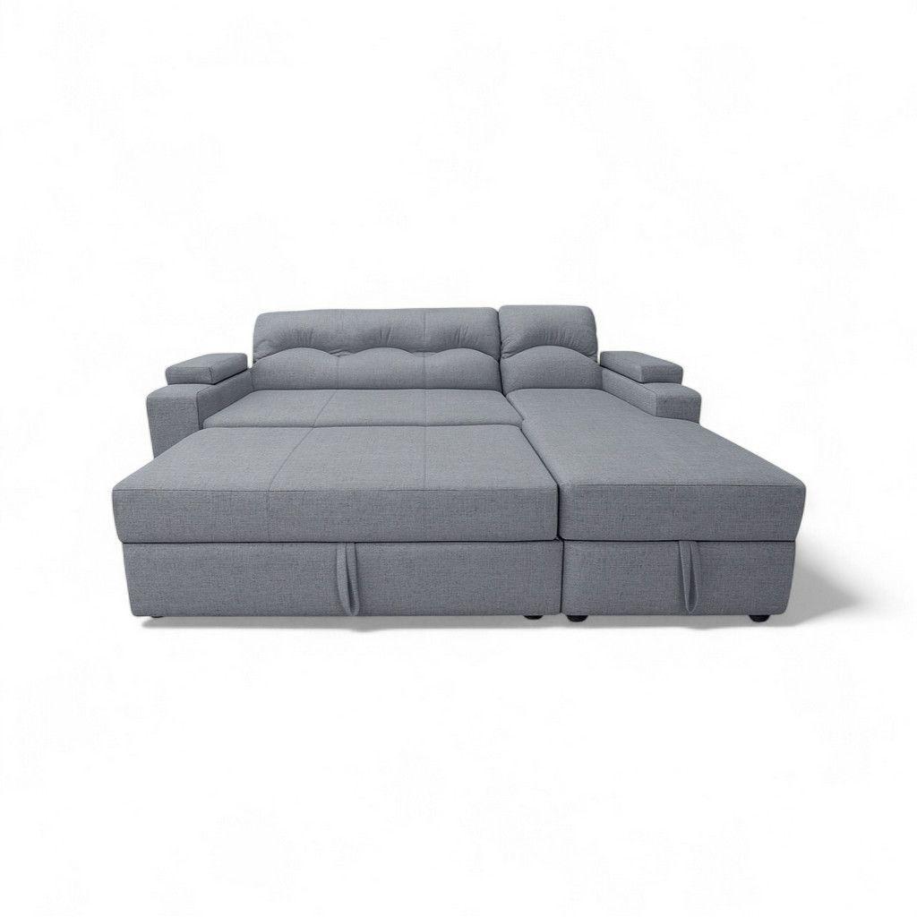 SECCIONAL CAMA BAUL FUNCIONAL 2 PZ DECO LINO GRIS DERECHO-3
