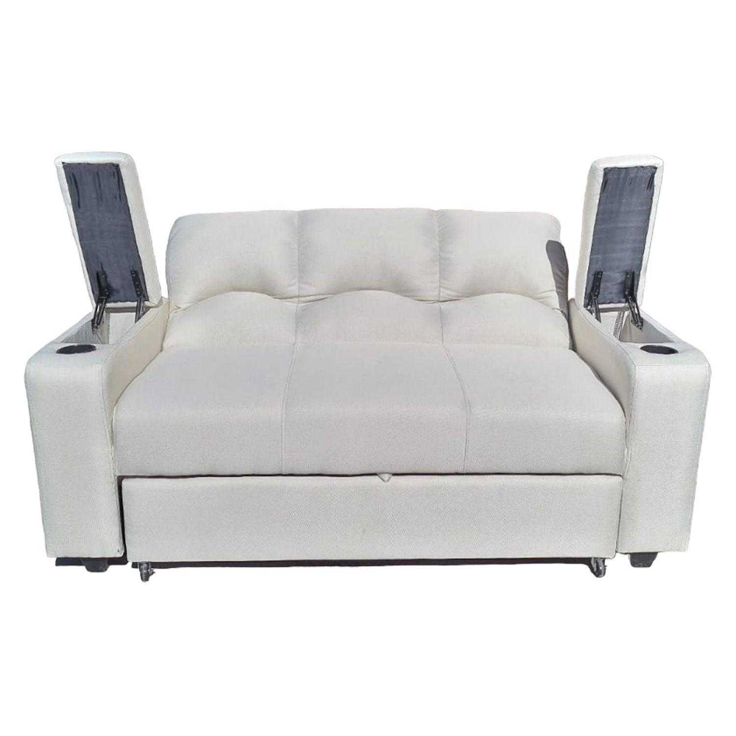 SOFA CAMA FUNCIONAL 2 PZ DECO LINO IMPERMEABLE CRUDO-2