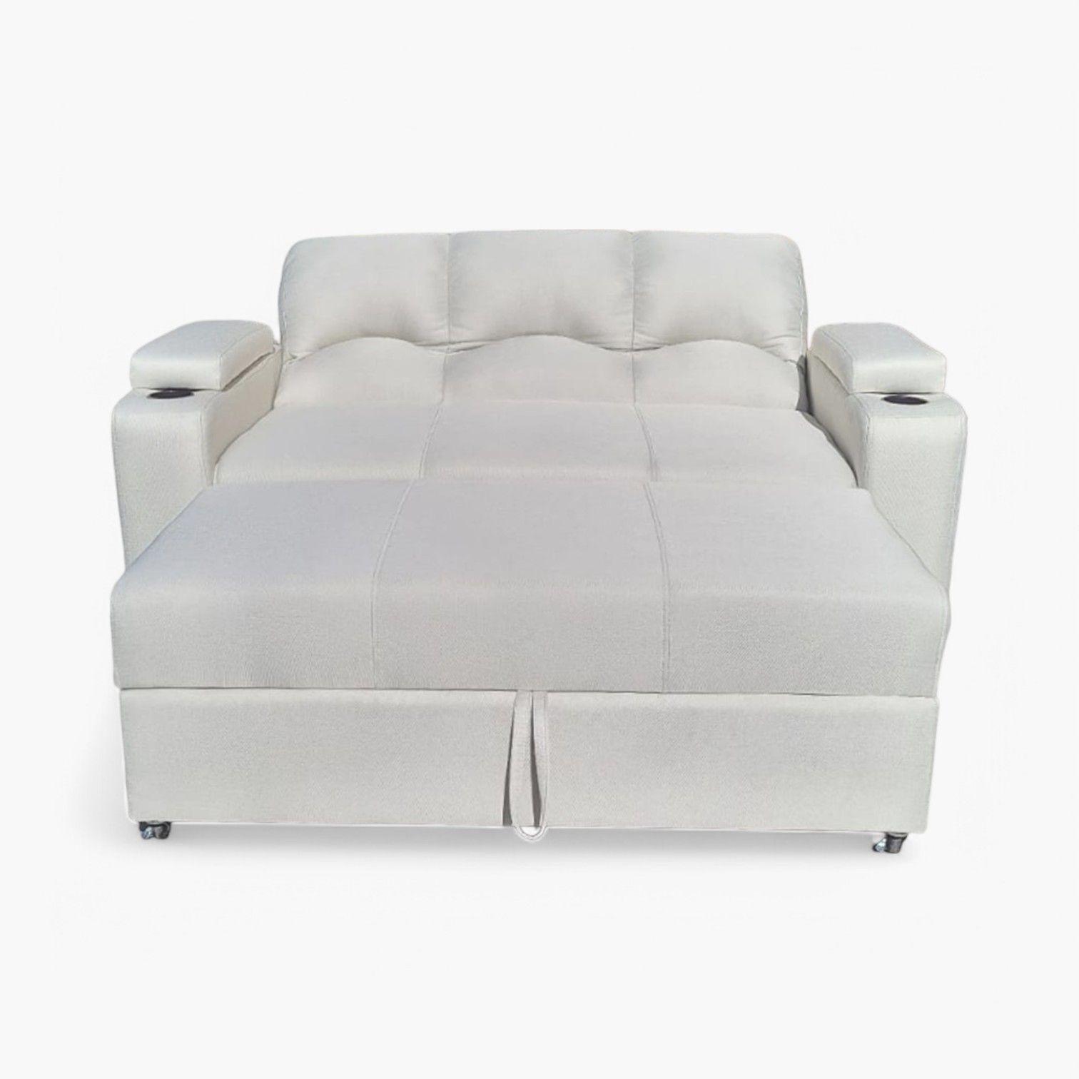 SOFA CAMA FUNCIONAL 2 PZ DECO LINO IMPERMEABLE CRUDO-5