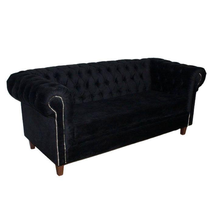 SOFA FELPA 3 CUERPOS CHESTERFIELD CAPITONE BRABANTE NEGRO-5