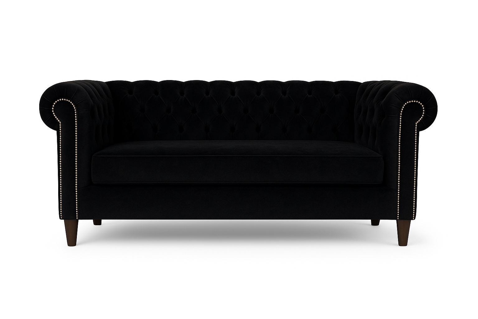 SOFA FELPA 3 CUERPOS CHESTERFIELD CAPITONE BRABANTE NEGRO LARGE-3