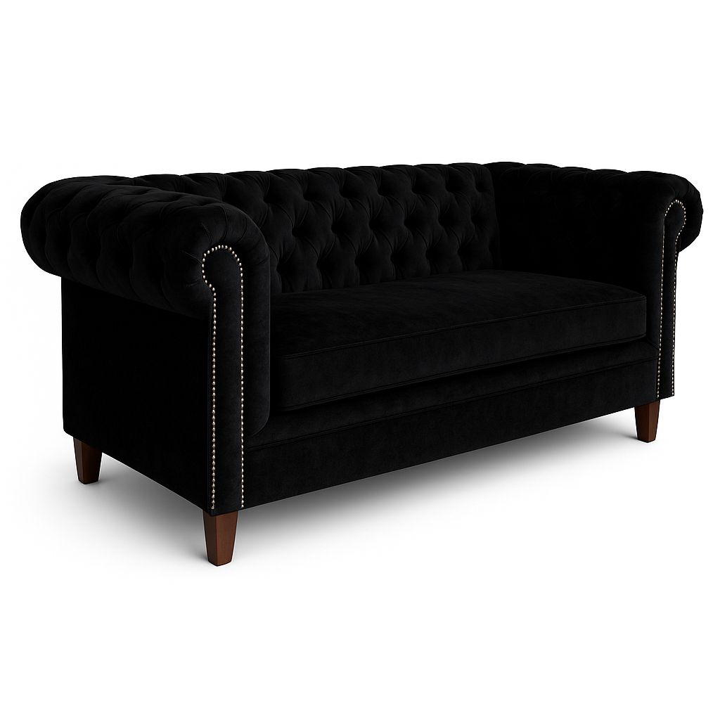 SOFA FELPA 3 CUERPOS CHESTERFIELD CAPITONE BRABANTE NEGRO LARGE-4
