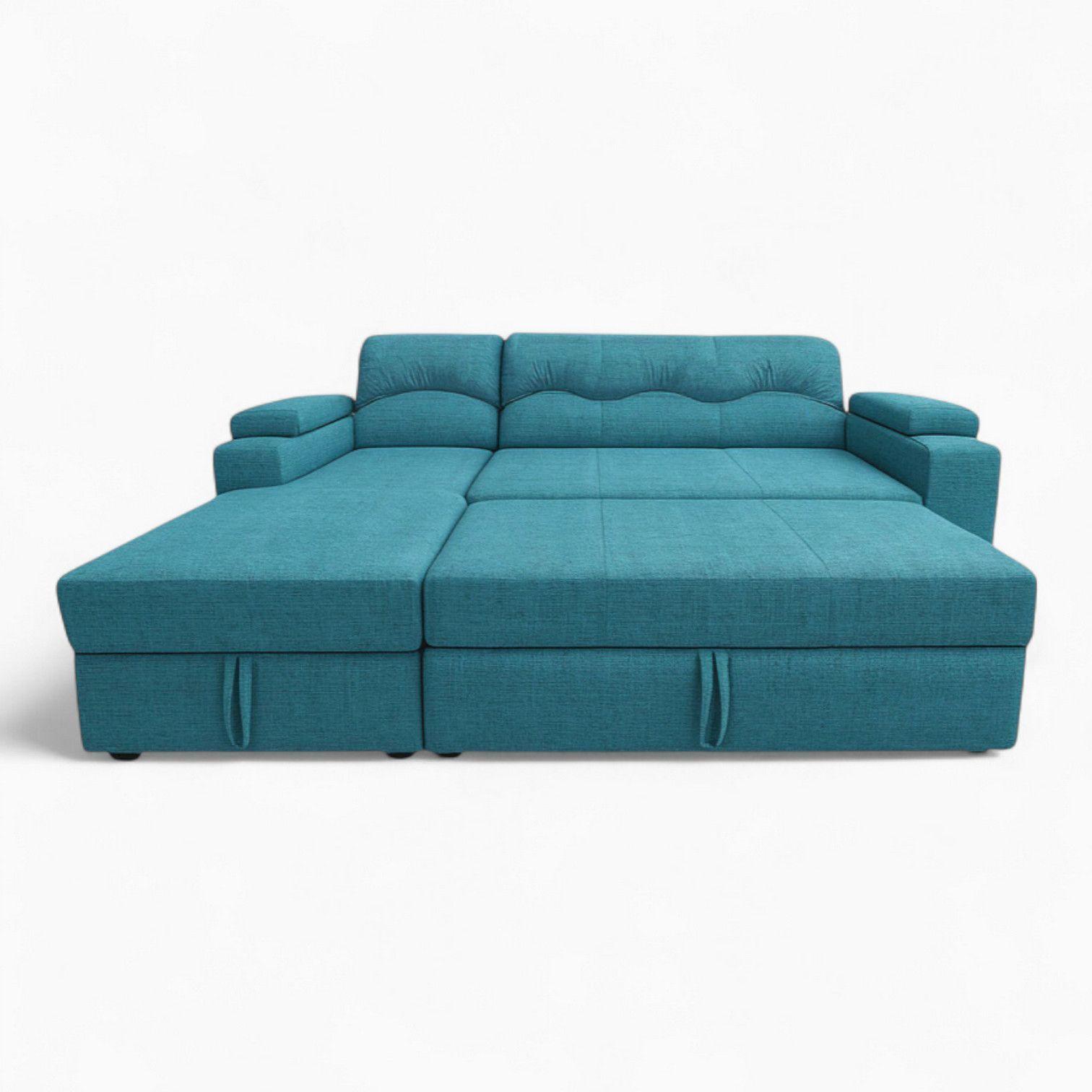 SECCIONAL CAMA BAUL FUNCIONAL 2 PZ DECO LINO AZUL IZQUIERDO-3