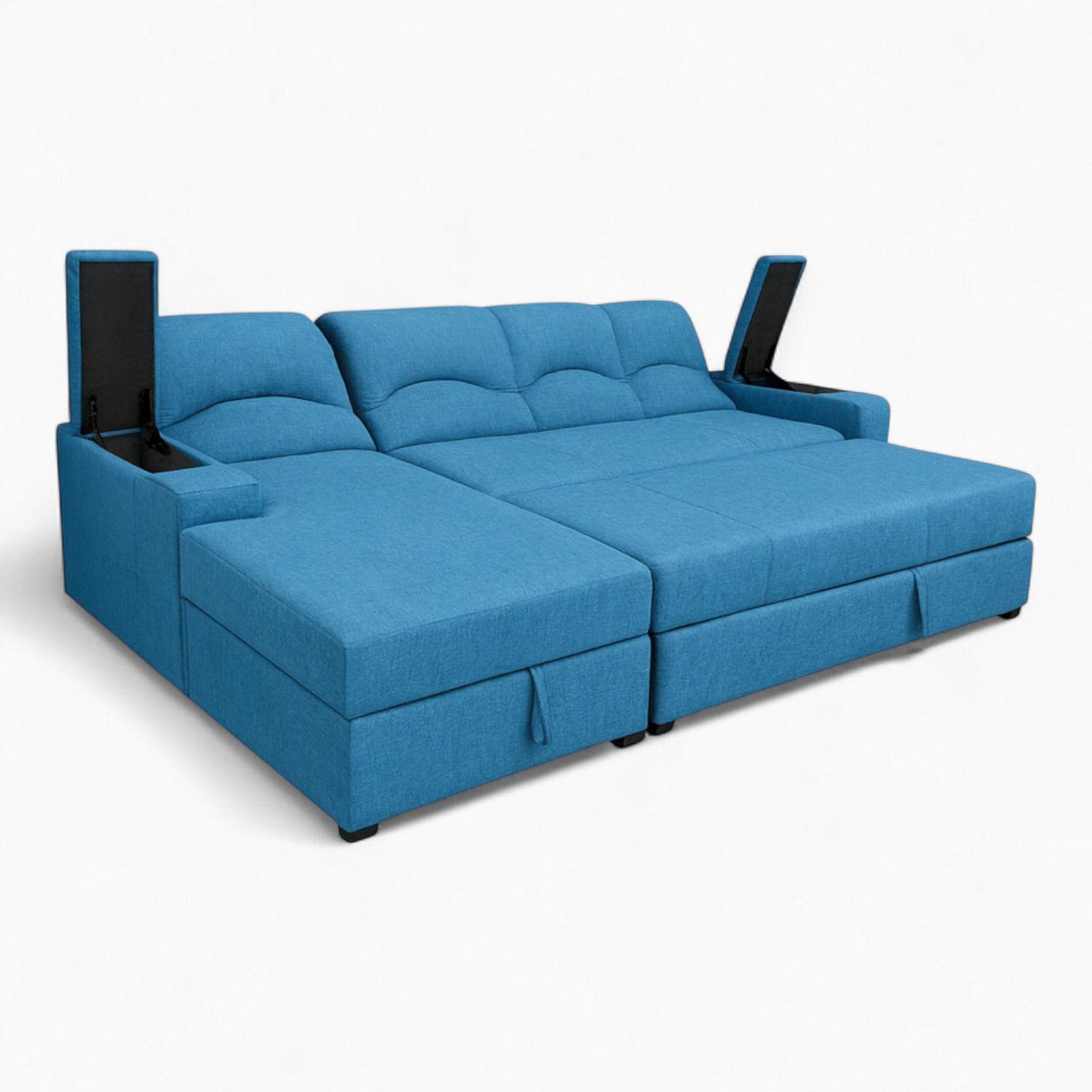 SECCIONAL CAMA BAUL FUNCIONAL 2 PZ DECO LINO AZUL IZQUIERDO-4