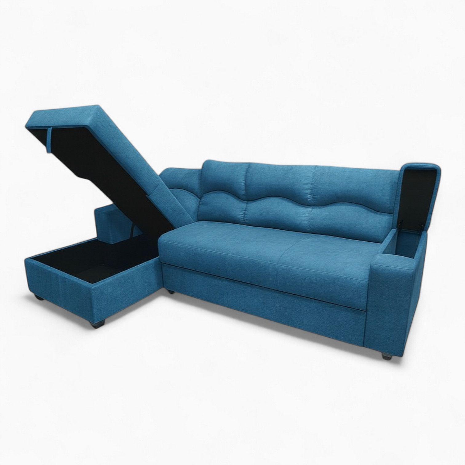SECCIONAL CAMA BAUL FUNCIONAL 2 PZ DECO LINO AZUL IZQUIERDO-2