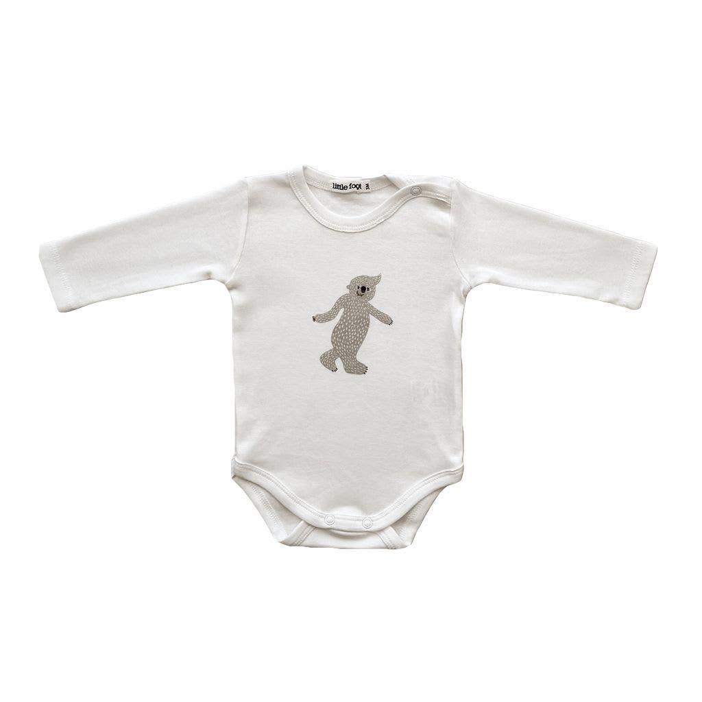 Set ropa de bebé 4 bodys botón al hombro algodón pima diseño Yeti de las nievess gris/blanco-2