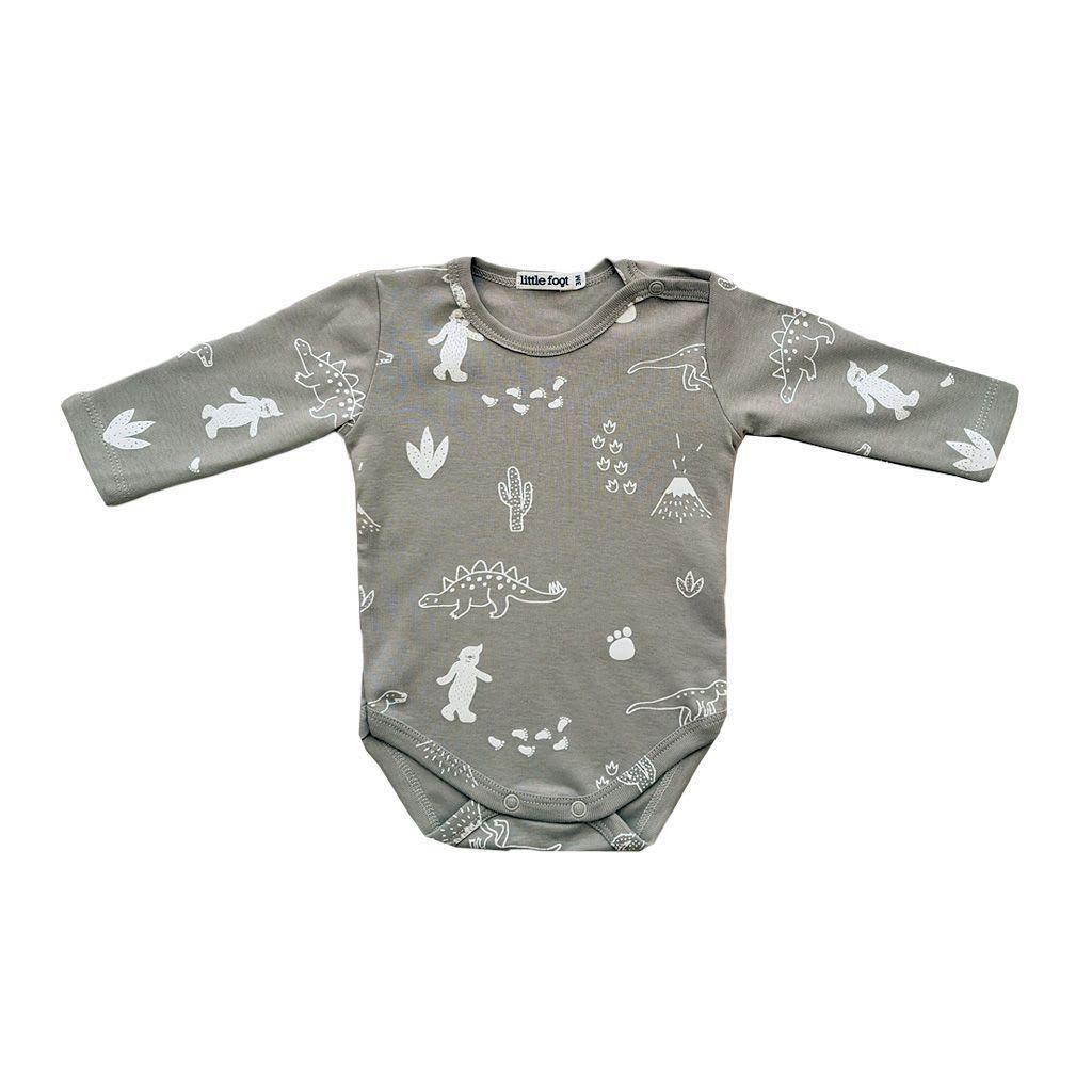 Set ropa de bebé 4 bodys botón al hombro algodón pima diseño Yeti de las nievess gris/blanco-4