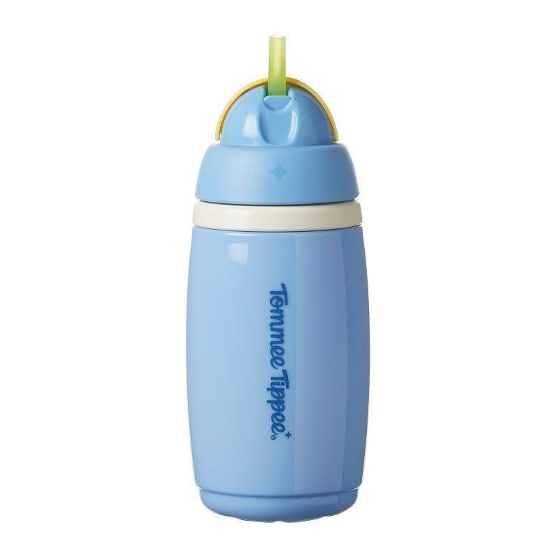 Vaso con bombilla de silicona 12 meses+ Active 266ml Celeste-1