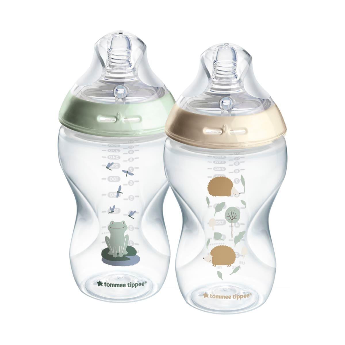 Set 2 mamaderas 340ml flujo medio 3 meses+ Natural Start diseño ranitas-0