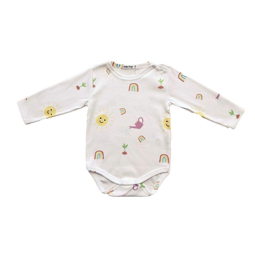 Set ropa de bebé 3 bodys botón al hombro algodón pima diseño huerta niña-2