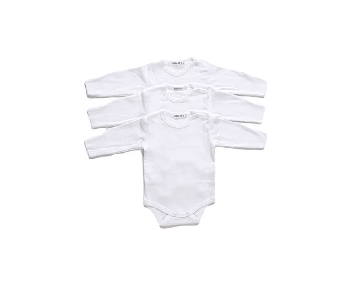 Set 3 bodys algodón botón al hombro blanco-0
