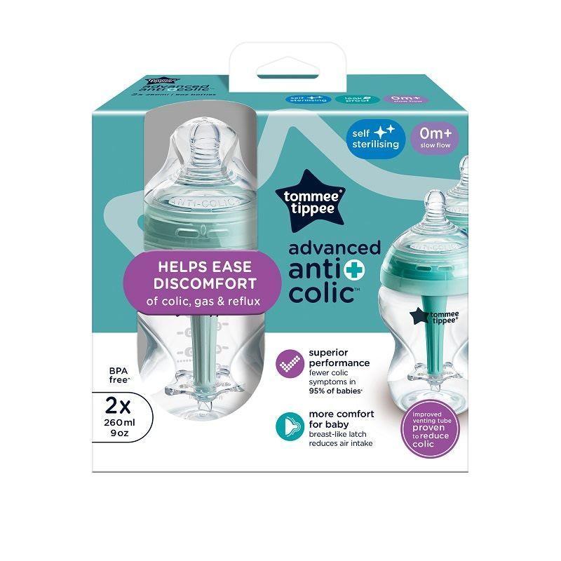 Pack 2 mamaderas 260ml Advance Anticolic 0 meses+ Celeste Flujo Lento-1