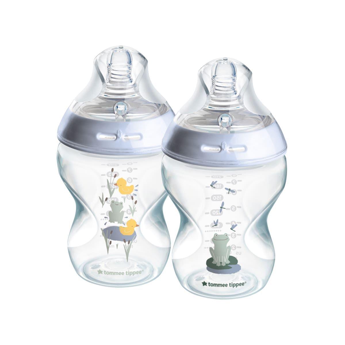 Set 2 mamaderas 260ml flujo lento 0 meses+ Natural Start diseño ranitas-0