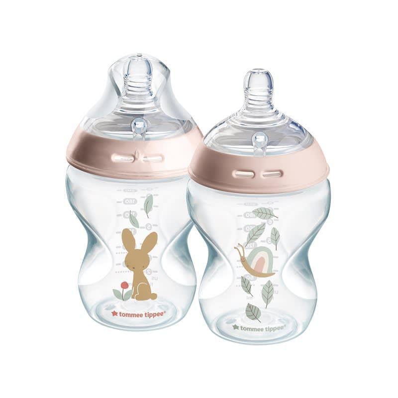 Pack 2 mamaderas 260ml Natural Start 0 meses+ Flujo Lento Rosado-0