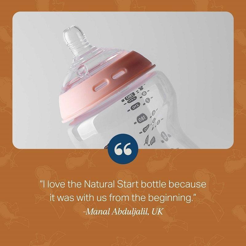 Pack 2 mamaderas 260ml Natural Start 0 meses+ Flujo Lento Rosado-2
