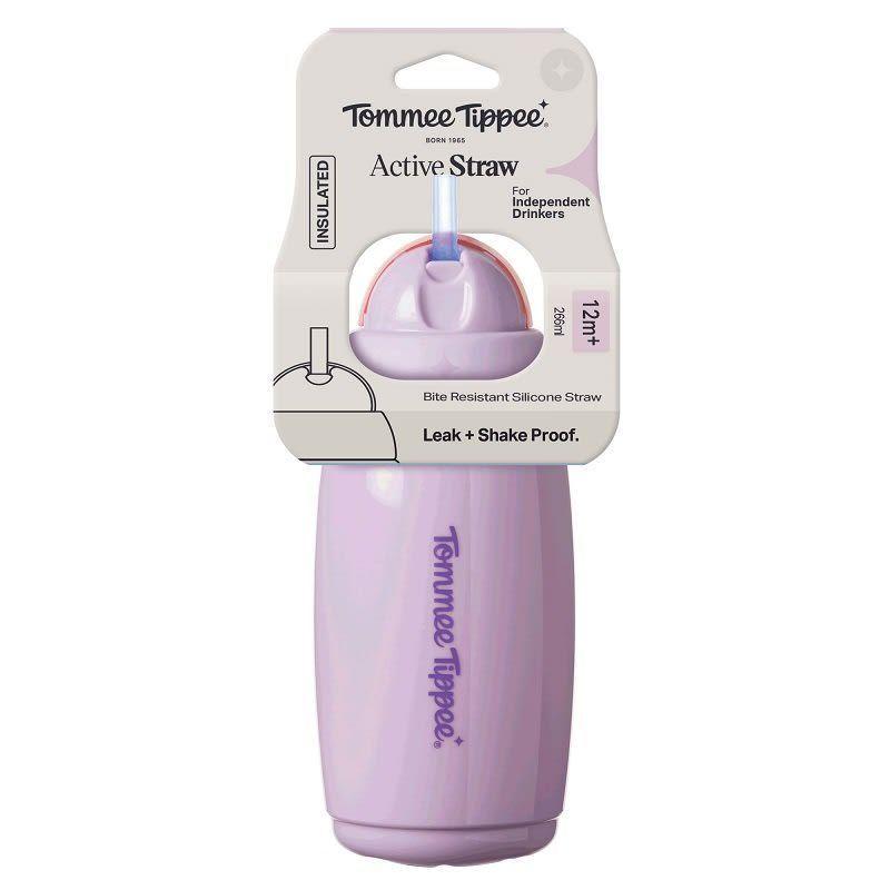 Vaso con bombilla de silicona 12 meses+ Active 266ml Lila-0