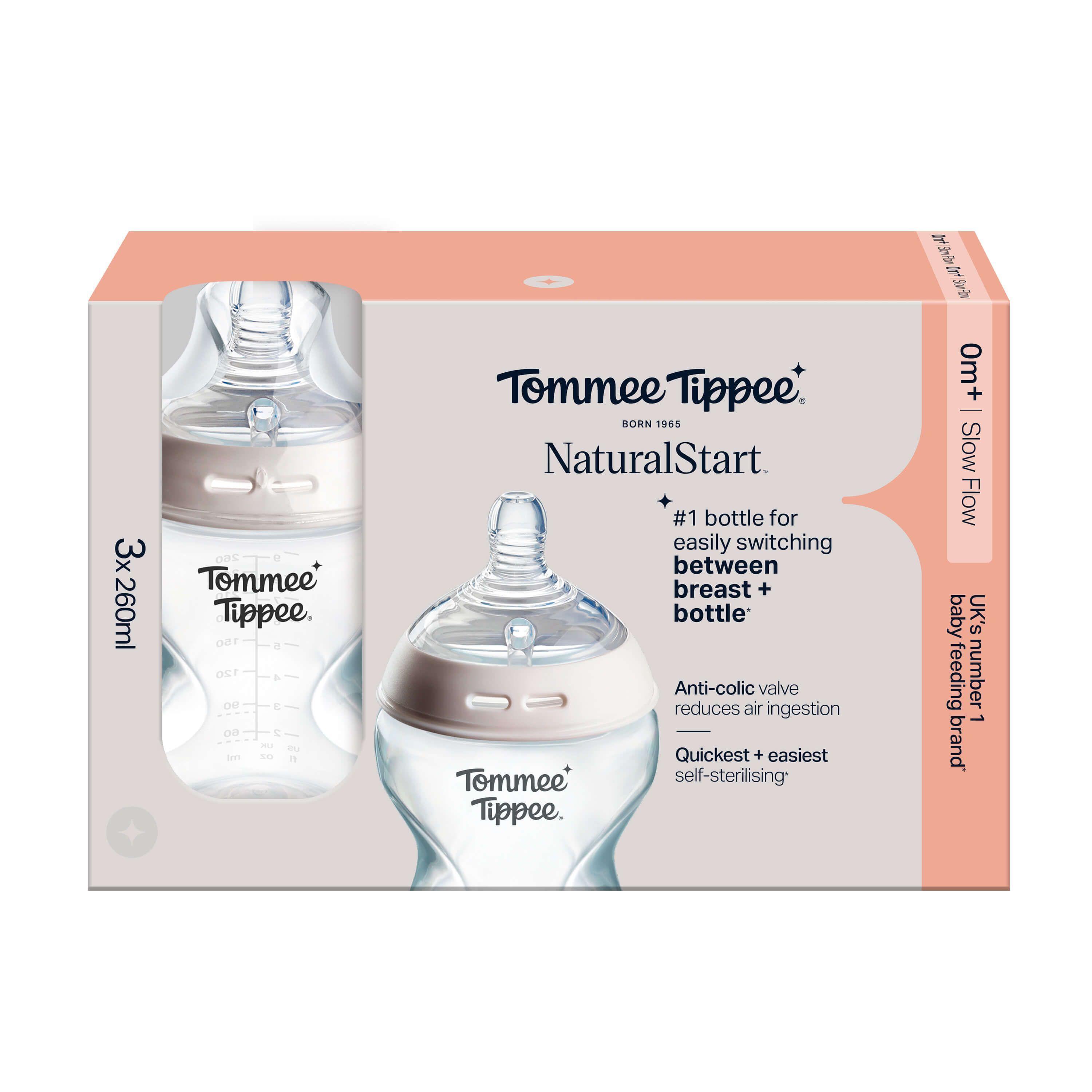 Pack 3 mamaderas 260ml flujo lento 0 meses Natural Start Tommee Tippee-1