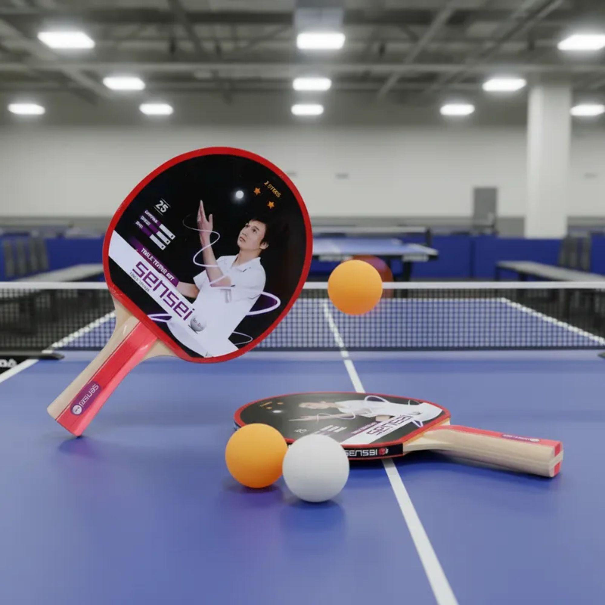 Set Ping Pong Sensei 2 Paletas + 3 Pelotas - 2* Goma Lisa-4