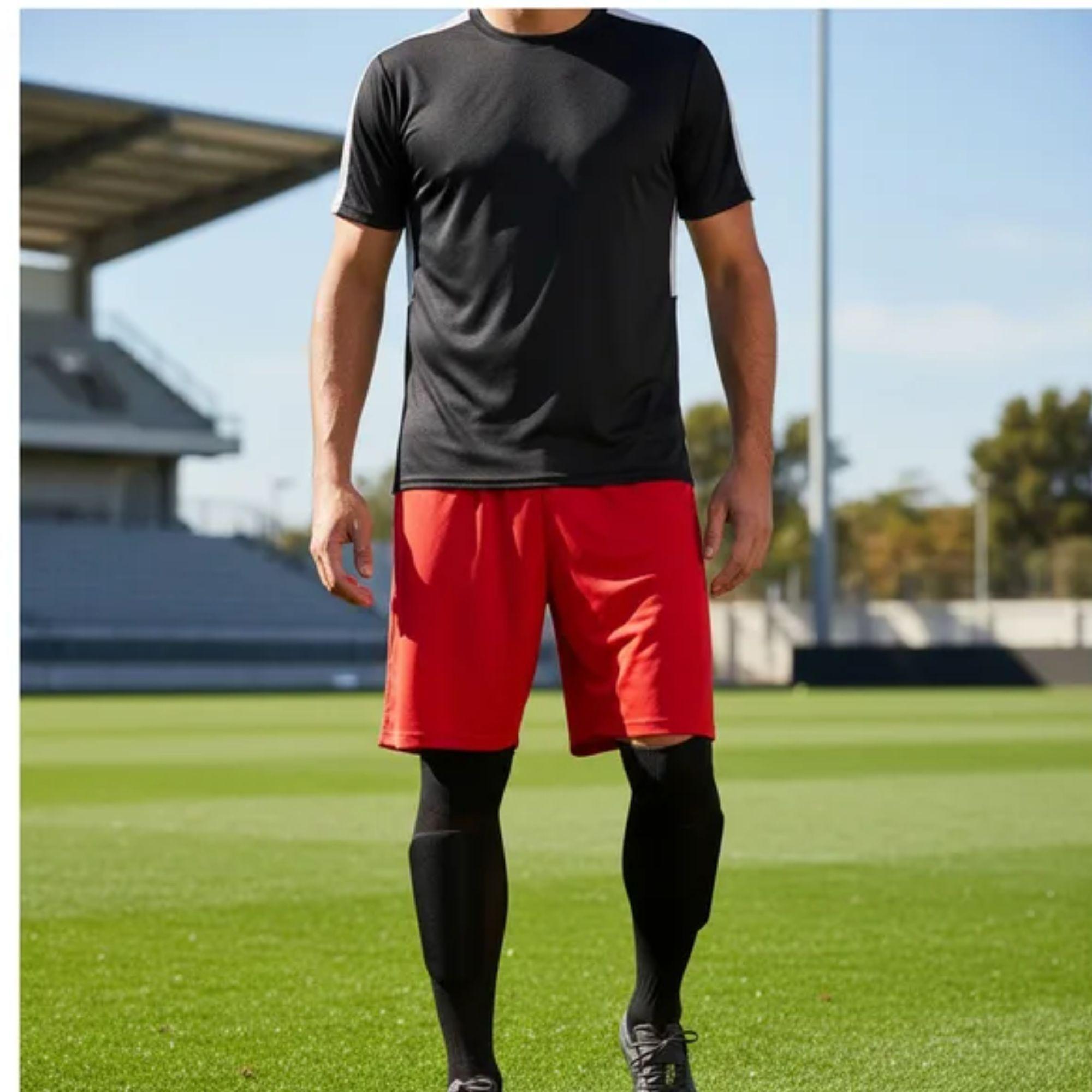 Short De Futbol Rojo Liso Costuras Reforzadas-5