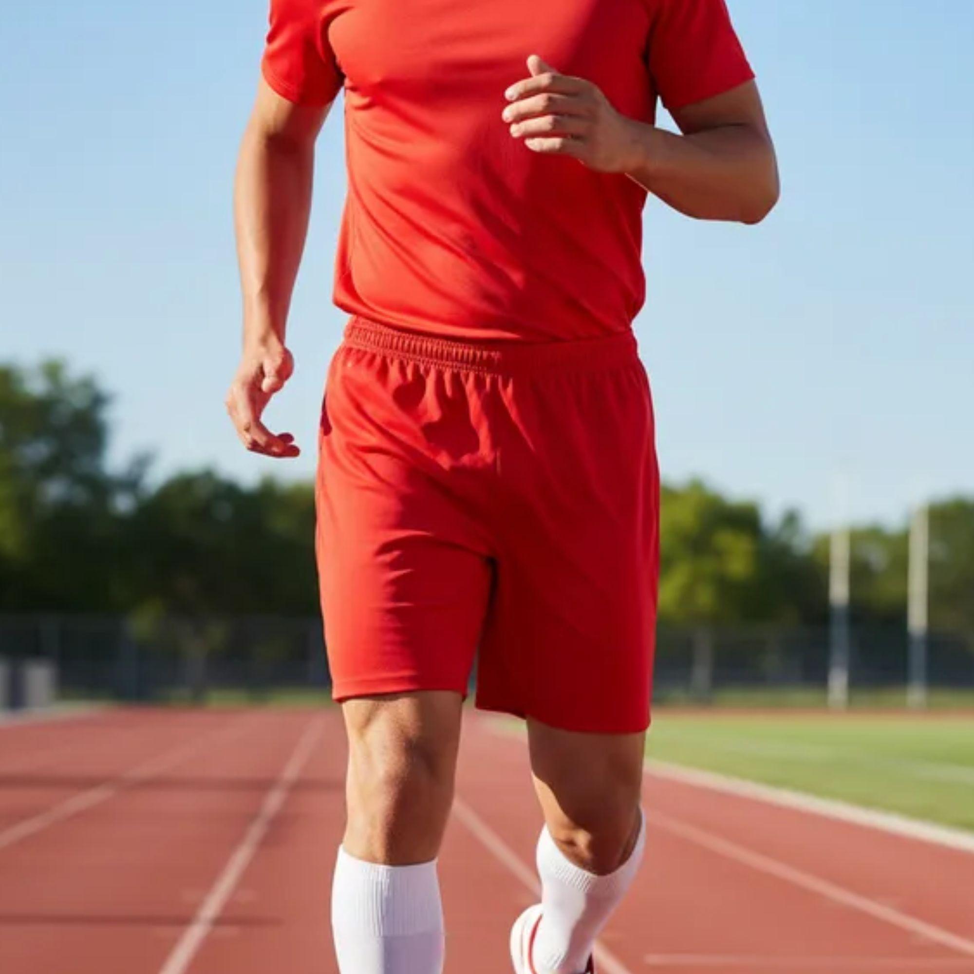 Short De Futbol Rojo Liso Costuras Reforzadas-6