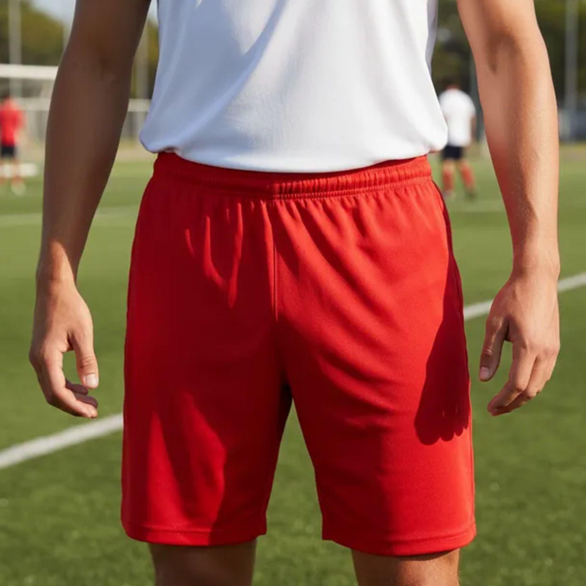 Short De Futbol Rojo Liso Costuras Reforzadas-9