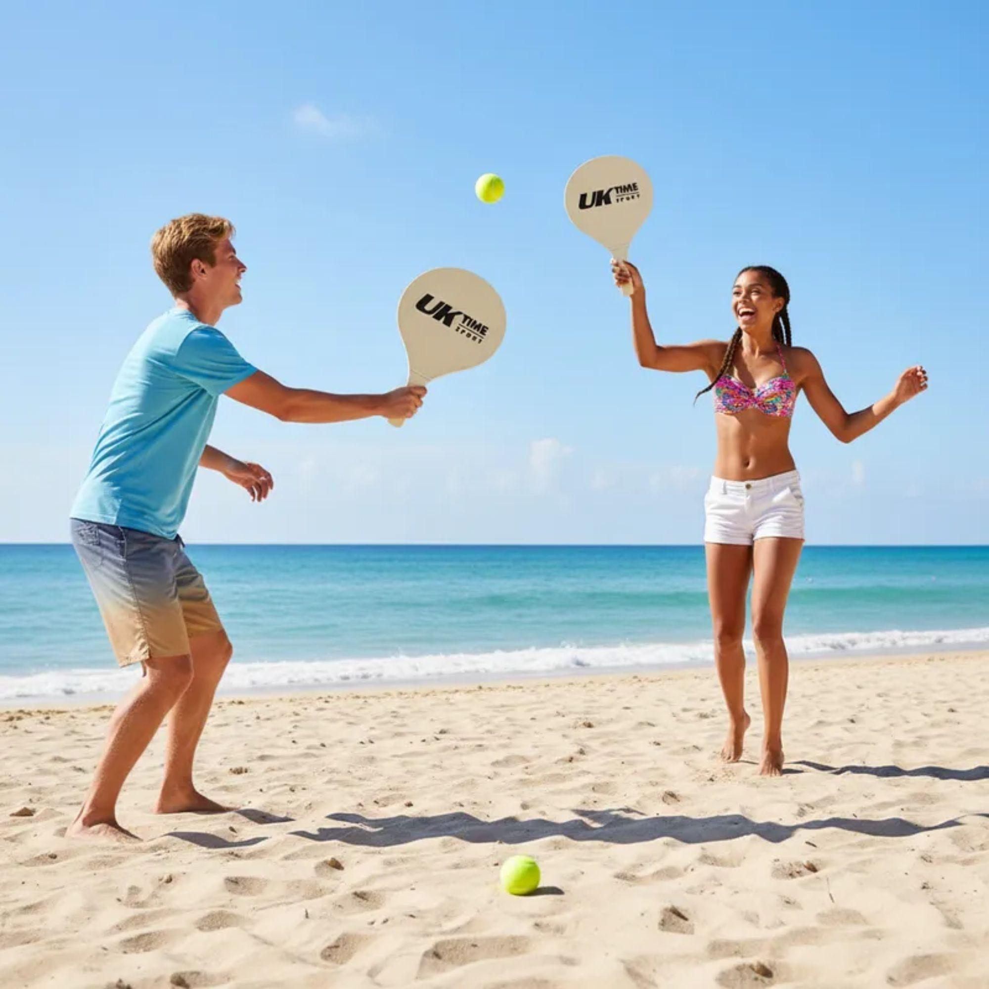 Par Paletas Playa Con 2 Pelotas De Beach Tenis-4
